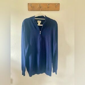 L.L. Bean Men's Navy Quarter Zip Sweater, XL